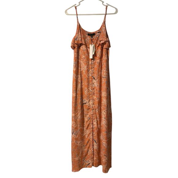 NWT Sanctuary Isabella Maxi Midi Dress Medium Peach Paisley Print Bohemian - Picture 2 of 12